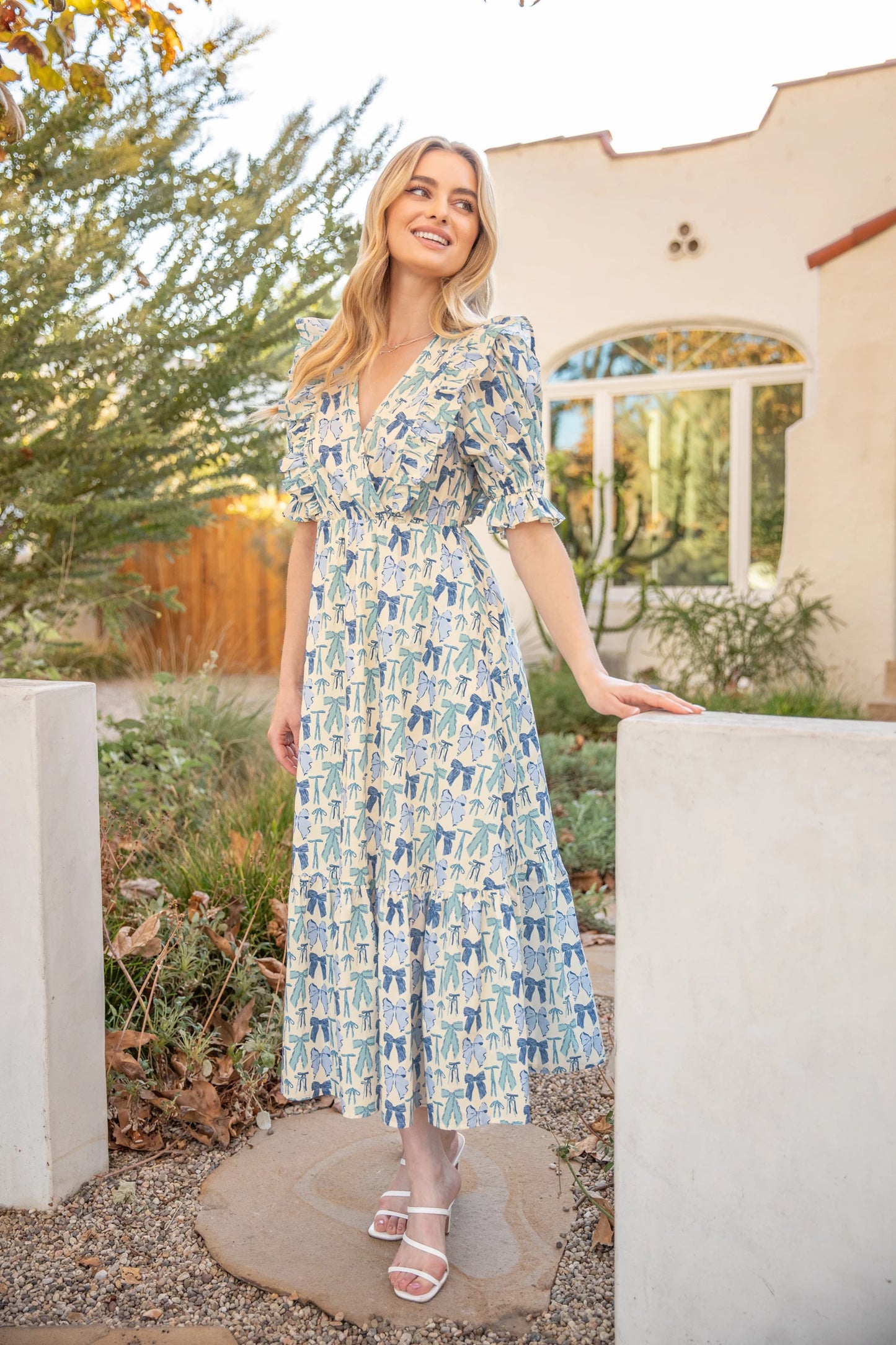 Bridget Dress Blue Bow