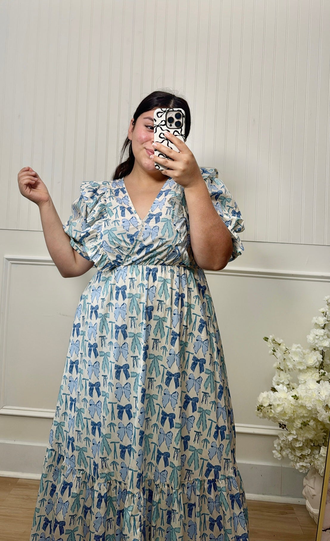 Bridget Dress Blue Bow